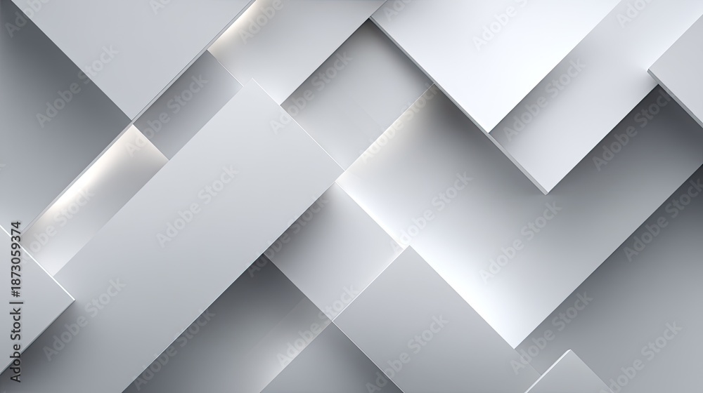 Obraz premium Abstract geometric background of layered white planes with subtle shadows, creating a modern and minimalistic aesthetic for design projects