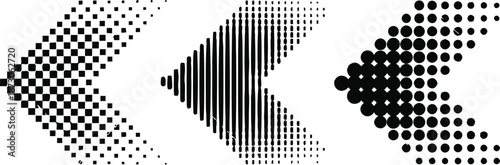 Black halftone patterns in checkerboard and circular shapes white