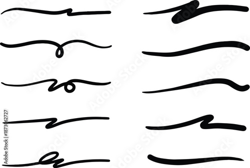 Black hand drawn lines and curves white