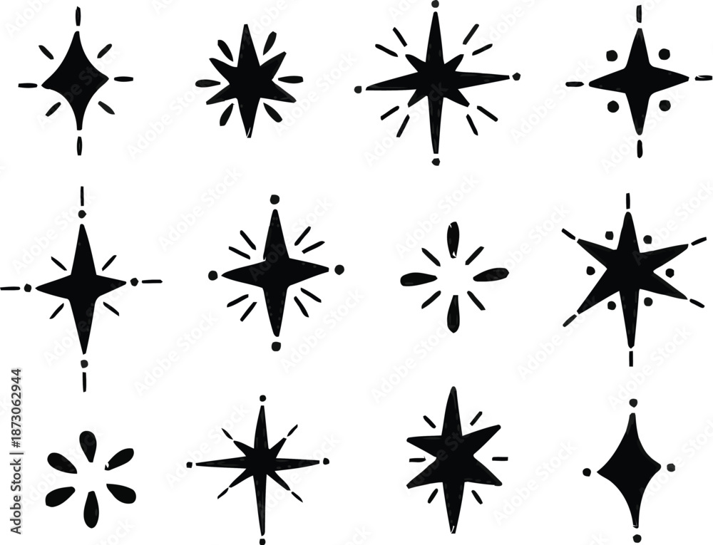 Fototapeta premium Black starburst shapes white 1