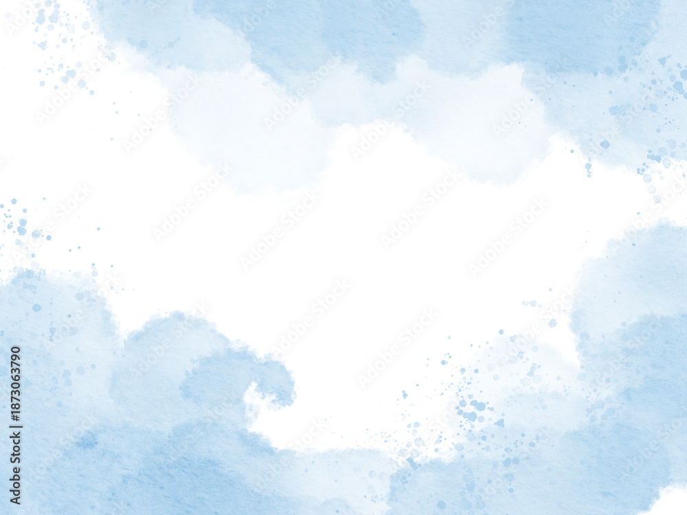 Obraz premium Blush blue watercolor stains Paint stroke hand drawn for illustration design, invitation and birthday .Abstract watercolor background. 