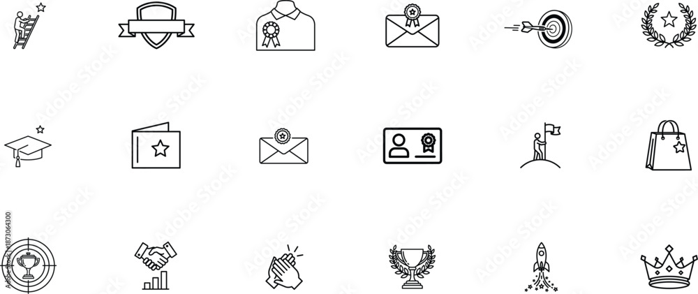Fototapeta premium Collection of 15 small black and white icons or symbols