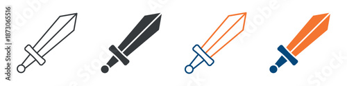 Sword Icon Set Multiple Style Collection 