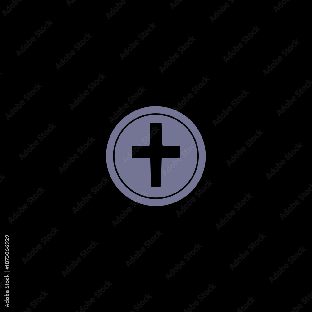 Fototapeta premium Plus sign icon within a circle on a black background simple design