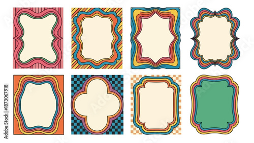 Retro Psychedelic Frames Collection: Vibrant Groovy Borders for Unique Designs