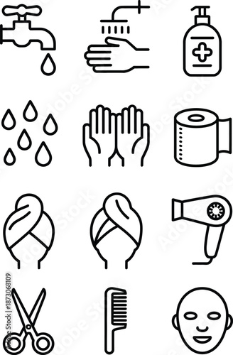 Black and white line for hygiene and beauty routine