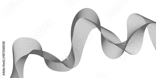 Abstract flowing gray lines creating a dynamic and elegant wave pattern on a clean white background isolated on transparent background, Vector, illustration
