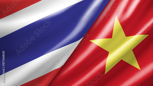 Thailand and Vietnam two national flags filling the entire frame, close-up view, edge-to-edge composition Free Download Thailand and Vietnam two national flags filling the entire frame, close-up view, edge-to-edge composition - GFXLoad