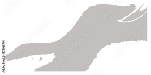 Black vector silhouette of a dog isolated on white background as a world map nation symbol icon in an outline shape illustration for geography and state borders