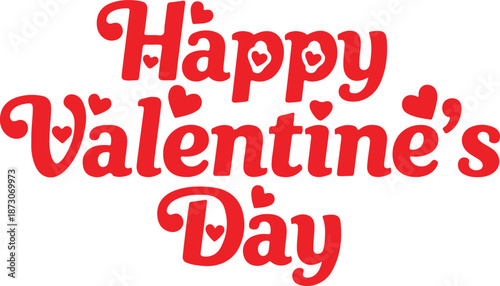 Vibrant Red Happy Valentine's Day Lettering Design for Holiday Greeting Cards , Generative Ai