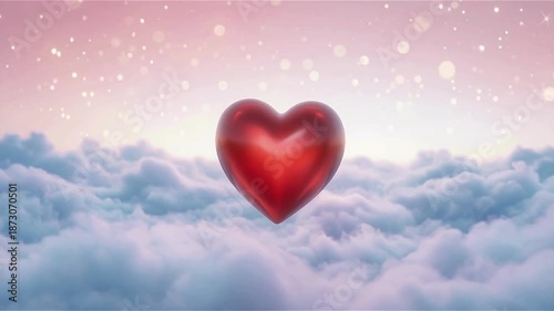 love Heart  Floating in a Dreamy Sky