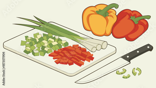 Fresh Vegetables on Cutting Board A Culinary Still Life.