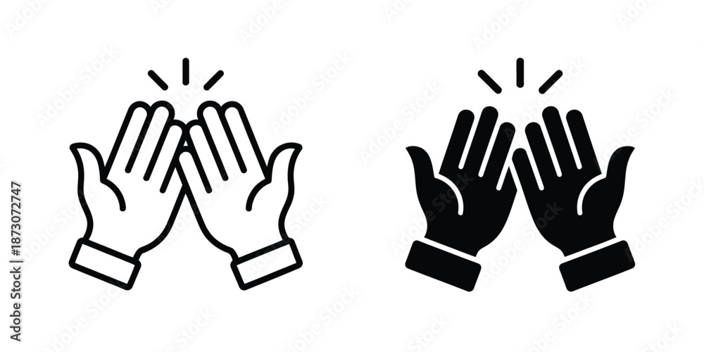 Obraz premium Black and white clapping hands with cuffs and motion lines