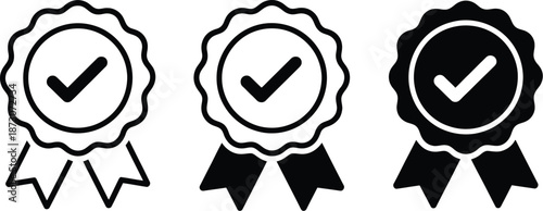 Black and white checkmark rosette ribbons with varying checkmarks