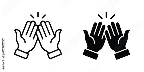 Black and white clapping hands with cuffs and motion lines
