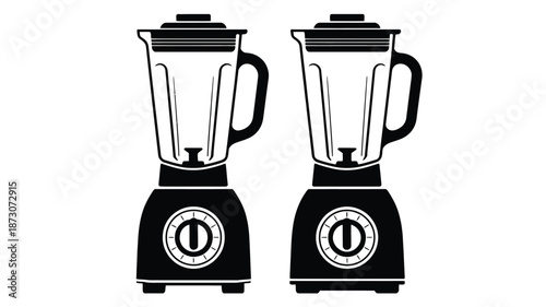Black blenders with clear pitchers and dials the base