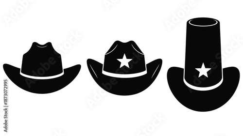 Black cowboy hats with white stars and bands 1