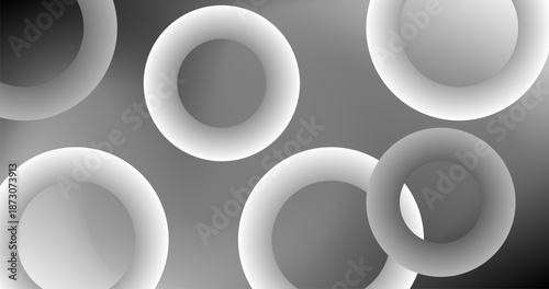 Gradient Copy Space Abstract background with Rings circles in black and white colors