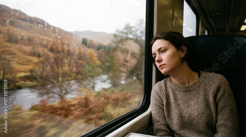 A pensive woman gazes out o...