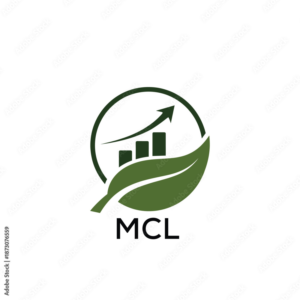 Obraz premium MCL Green Growth Logo. MCL Leaf and Upward Chart – Business, Finance, Investment MCL Branding Icon 
