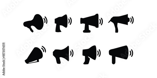 Broadcast and Announcement Icons. Promotion Megaphone Vector Icons