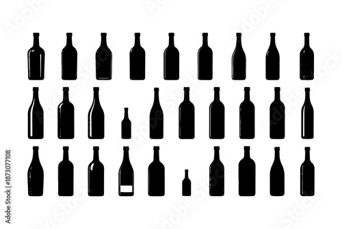 Set of sillouette black color bottles vector