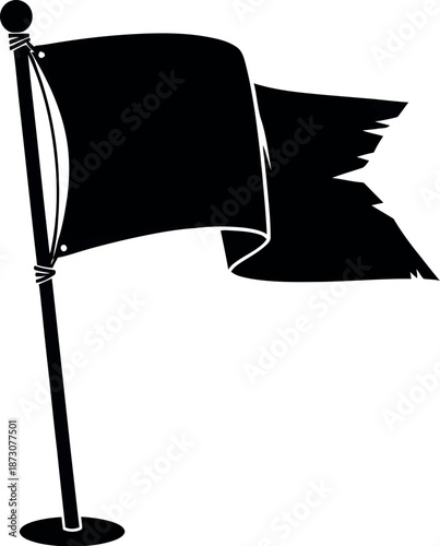 Black flag fluttering in wind