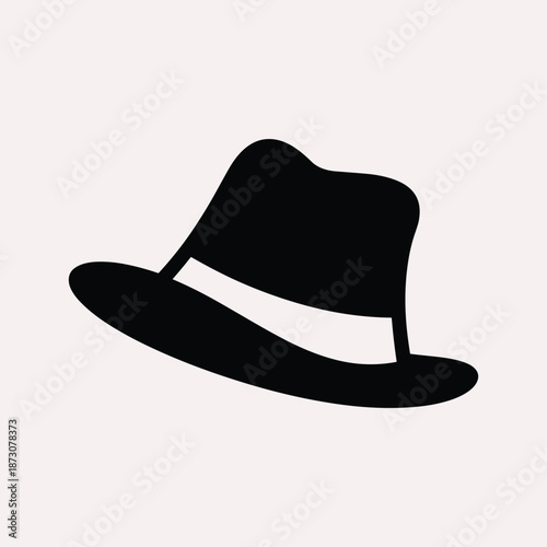 Classic black fedora hat isolated on white background, Vector, illustration,silhouette , black