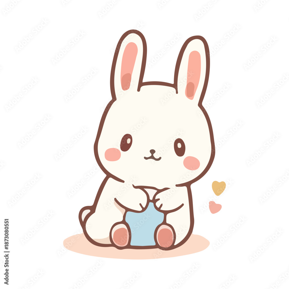 Obraz premium Cute rabbit with banner blank design