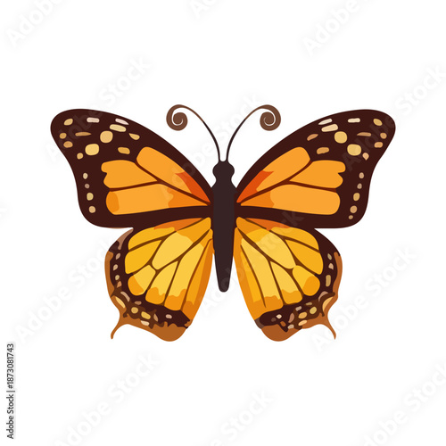Elegant Monarch Butterfly illustration with orange and black wings