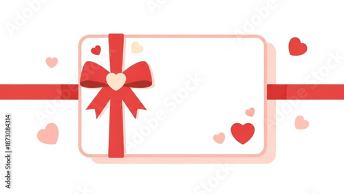 Gift card template decorated with hearts and bow for valentine's day  