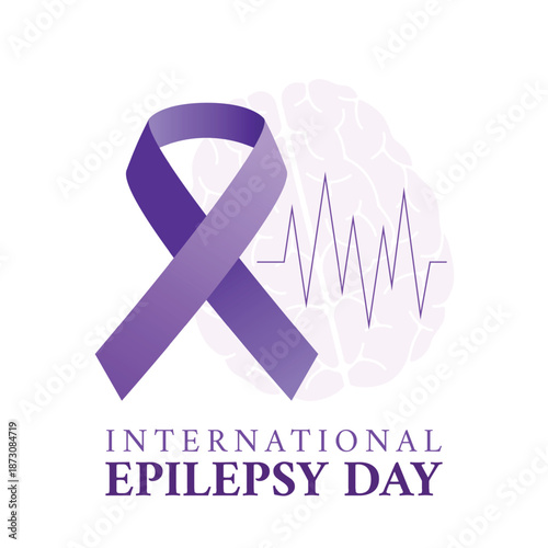 International Epilepsy Day with purple ribbon. Purple day concept background. Vector illustration
