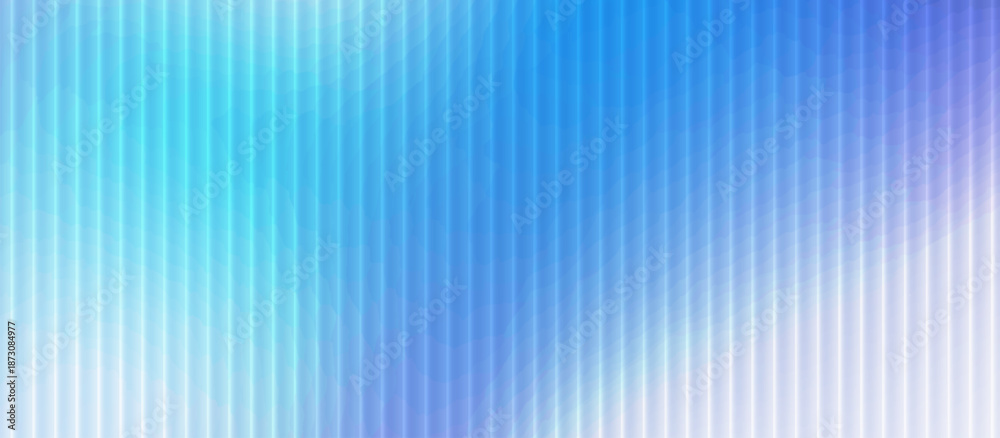 Obraz premium Vertical ribbed glass background, smooth navy blue gradient with white light reflection and soft optical distortion, corporate modern texture, vector illustration