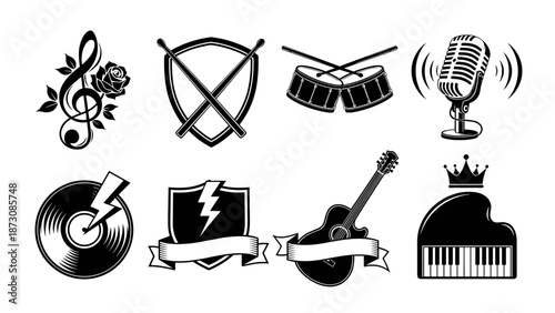 Collection of Music Icons and Symbols for Design.