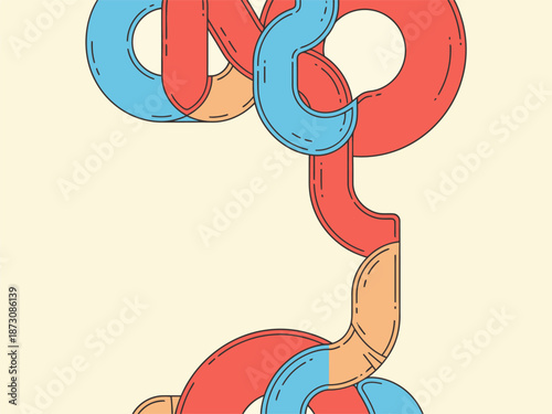 Wallpaper Mural Interconnected Red and Blue Chain Links. Torontodigital.ca