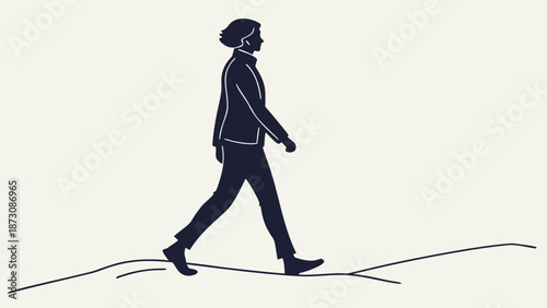 Silhouette of a person standing with neutral posture, clean lines, white background, minimalist style.
