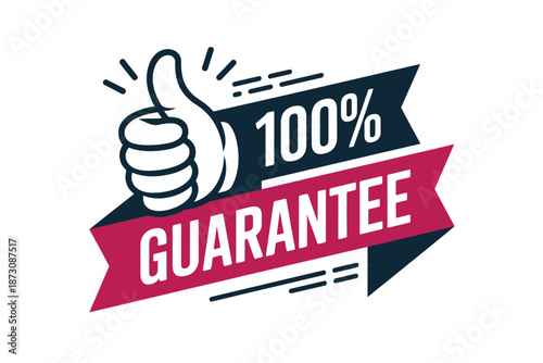 A 100% guarantee is presented with a thumbs-up symbol.