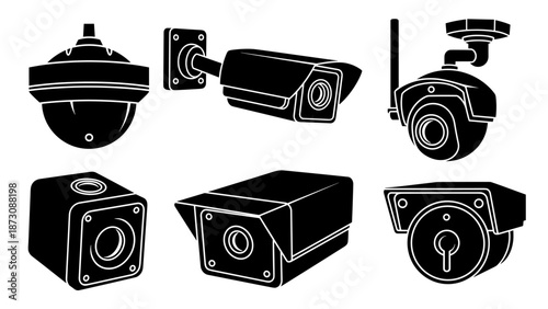 Collection of various security cameras for surveillance and protection.