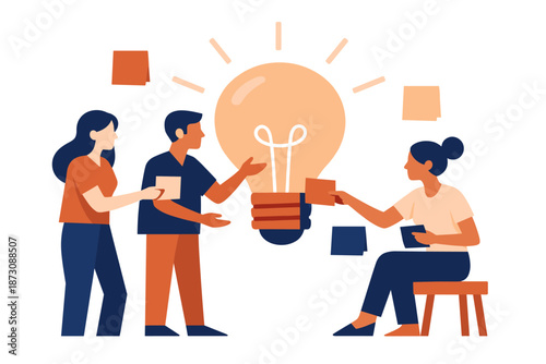 Collaborative teamwork: diverse young adults sharing creative ideas