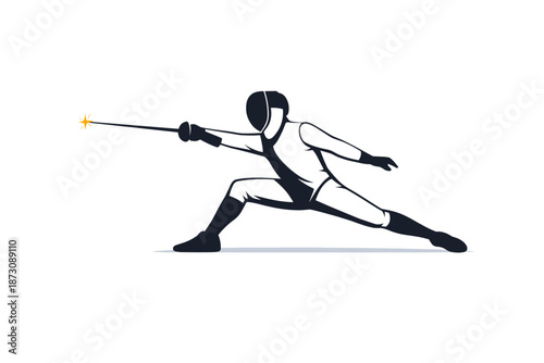 Silhouette of fencer in action pose with epee