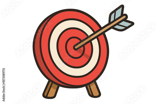 Target with an arrow hitting the center showing focus and precision in a simple design style