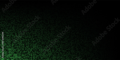 Green digital technology background. Digital data dots green pattern pixel background