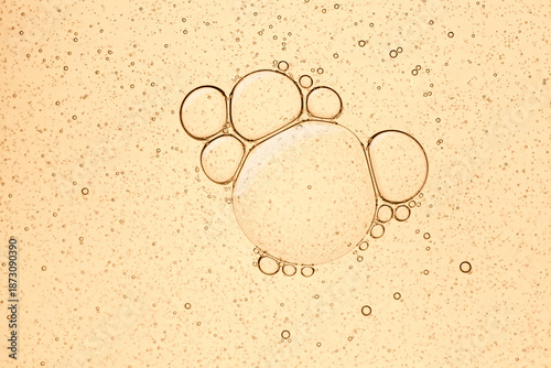 Cream gel yellow orange collagen retinol vitamin c peptides transparent cosmetic sample texture with bubbles