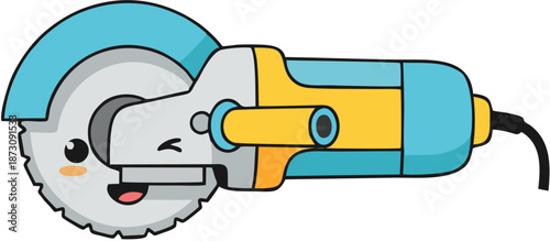 Cartoon power tool smiling face.
