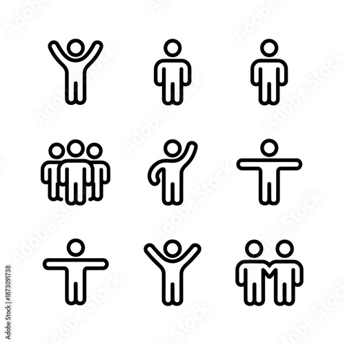 Set of diverse family member icons with various generations isolated