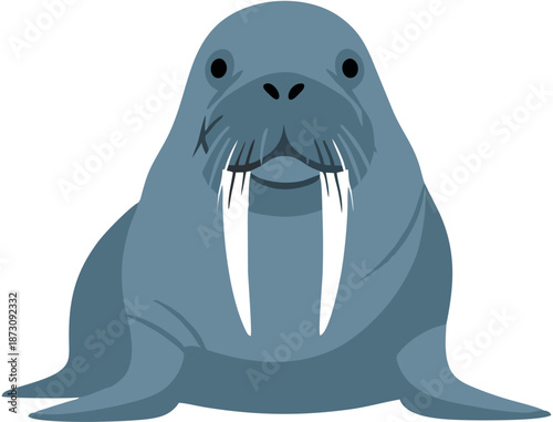Walrus Cartoon Sea Animal Illustration.