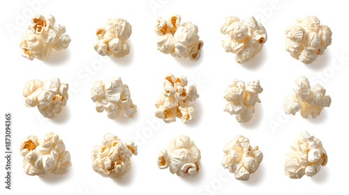 Wallpaper Mural Delicious freshly popped popcorn pieces scattered on a clean white surface Torontodigital.ca