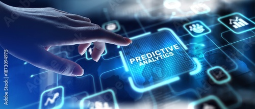 Fotografie Predictive Analytics Leveraging Data for Future Insights, projection on a virtual screen, Business and Technology Concept