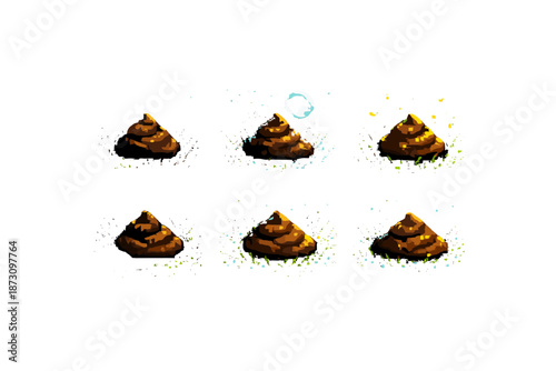 Nature and gardening icon set. Containing compost, soil, fertilizer, planting, growth, mulch, earth, gardening, nature, organic, harvest, green, eco,