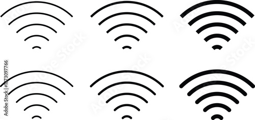 wifi icon set. Wireless Technology. Technology and hotspot sign.  Signal strength and hotspot signs
